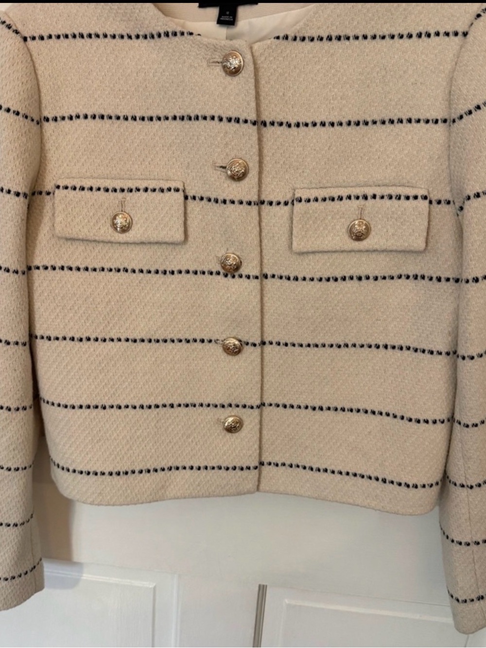 Ann Taylor Tweed Blazer with Gold Buttons